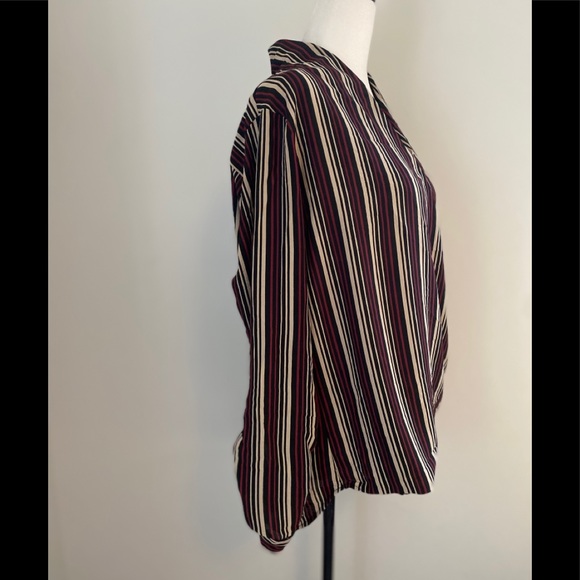 Anthropologie Pleione Wrap Blouse Stripped Medium - Picture 4 of 12